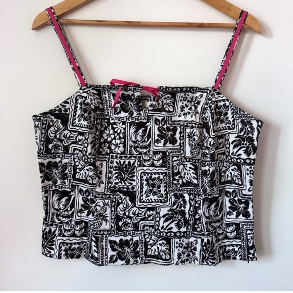 Vintage Y2K Hawaiian Cropped Tank‎ Top 12 Fitted Tropical Vacation Resort Beachy